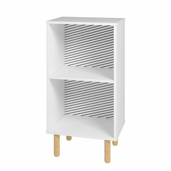 Designed To Furnish Essex Nightstand with 2 Shelves, White & Zebra DE3068411